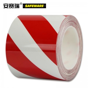 SAFEWARE 安赛瑞 耐磨型划线胶带（红/白）10cm×22m PET基材