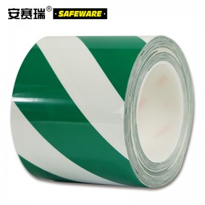 SAFEWARE 安赛瑞 耐磨型划线胶带（绿/白）10cm×22m PET基材