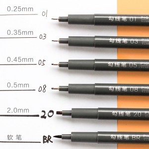 得力（deli）针管笔勾线笔中性笔签字笔绘图笔水笔漫画笔 S573 【1盒】6种规格各1支