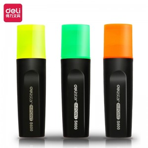 得力(deli)3色荧光笔考试复习重点标记笔 手帐可用水性记号笔 橙绿黄各1支