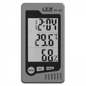 华盛昌(CEM)DT-322电子温湿度计带时间闹钟 办公家用室内外温度计 测温计 湿度计（灰色）