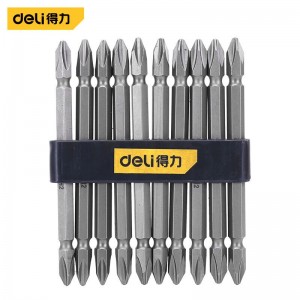 得力（deli）工具 6.3mm系列十字强磁螺丝批头 双头风动气转旋具批头 PH2x100mm 单支DL6903 