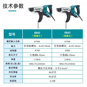 牧田（MAKITA）日本进口6842轻钢龙骨集装箱房自动送料链带螺丝枪电动  电动自攻螺丝机 6842(4700转)