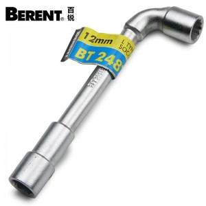 百锐 BERENT BT2481 L型套筒扳手7字 烟斗型穿孔套筒扳手弯头弯柄套筒汽修工具 6mm L型全铣穿孔12角扳手