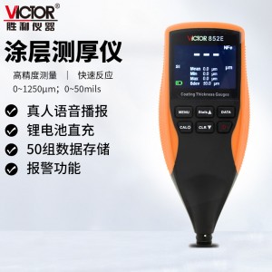 胜利仪器（VICTOR）涂层测厚仪 漆膜油漆面涂镀锌层膜厚厚度 测车漆面 测厚仪 VC852E