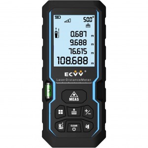 ECVV距离测量仪 带数字激光测距工具 卷尺 面积体积测量功能 配备水平仪和LCD四线