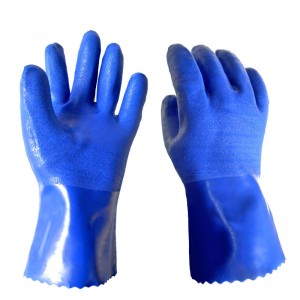 耐油手套防护防滑PVC安全机械防油耐磨666手套加厚工业 蓝色 M