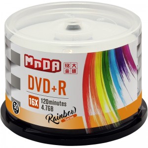 铭大金碟（MNDA） 彩虹系列 档案级 DVD空白光盘/刻录盘 4.7G 16X DVD+R（50片桶装） 套餐2（光盘+50个光盘盒）